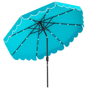 10 Feet Solar Patio Umbrella with 24 LED Lights-Turquoise by DirectDeals