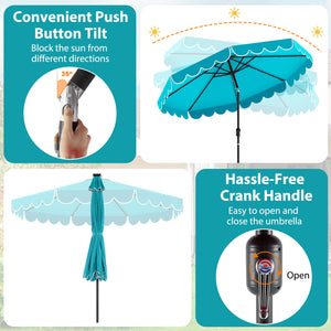 10 Feet Solar Patio Umbrella with 24 LED Lights-Turquoise by DirectDeals