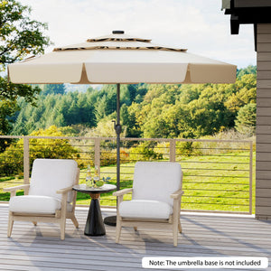 10 Feet Solar Patio Umbrella with 3-Tier Vented Top-Beige