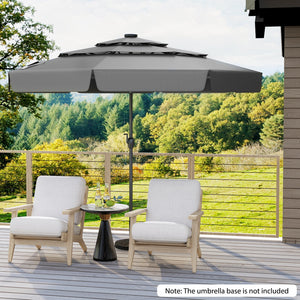 10 Feet Solar Patio Umbrella with 3-Tier Vented Top-Gray by DirectDeals