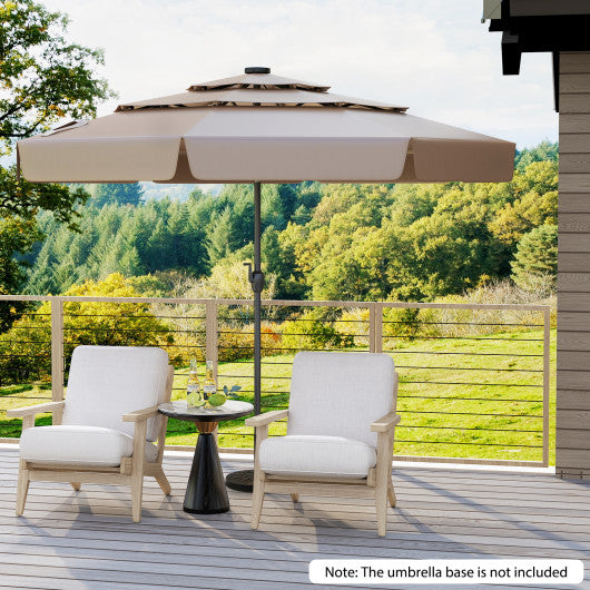 10 Feet Solar Patio Umbrella with 3-Tier Vented Top-Taupe