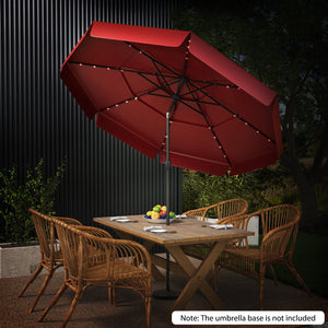 10 Feet Solar Patio Umbrella with 3-Tier Vented Top-Red by DirectDeals