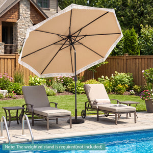 10 Feet Solar Patio Umbrella with 24 LED Lights for Yard-Beige