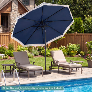 10 Feet Solar Patio Umbrella with 24 LED Lights for Yard-Navy