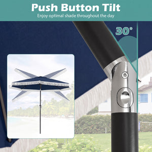10 Feet Solar Patio Umbrella with 24 LED Lights for Yard-Navy