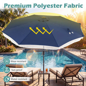 10 Feet Solar Patio Umbrella with 24 LED Lights for Yard-Navy