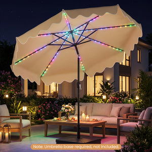 10 Feet Solar Patio Umbrella with Color-Changing LED Lights-Beige
