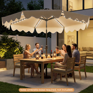 10 Feet Solar Patio Umbrella with Color-Changing LED Lights-Beige