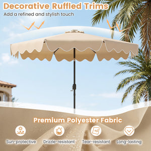 10 Feet Solar Patio Umbrella with Color-Changing LED Lights-Beige