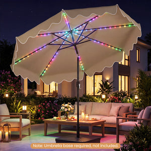 10 Feet Solar Patio Umbrella with Color-Changing LED Lights-Brown