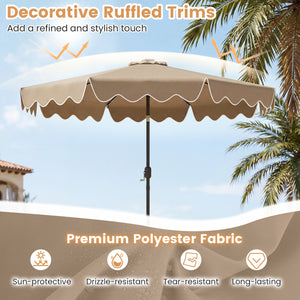 10 Feet Solar Patio Umbrella with Color-Changing LED Lights-Brown