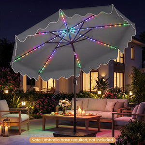 10 Feet Solar Patio Umbrella with Color-Changing LED Lights-Gray