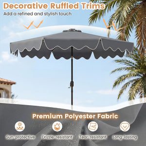 10 Feet Solar Patio Umbrella with Color-Changing LED Lights-Gray