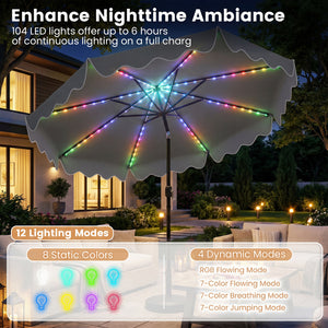 10 Feet Solar Patio Umbrella with Color-Changing LED Lights-Gray