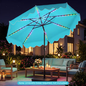 10 Feet Solar Patio Umbrella with Color-Changing LED Lights-Turquoise
