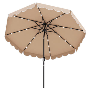 10 Feet Solar Patio Umbrella with 24 LED Lights-Beige