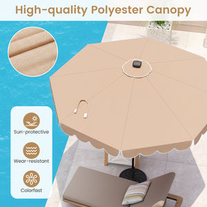 10 Feet Solar Patio Umbrella with 24 LED Lights-Beige