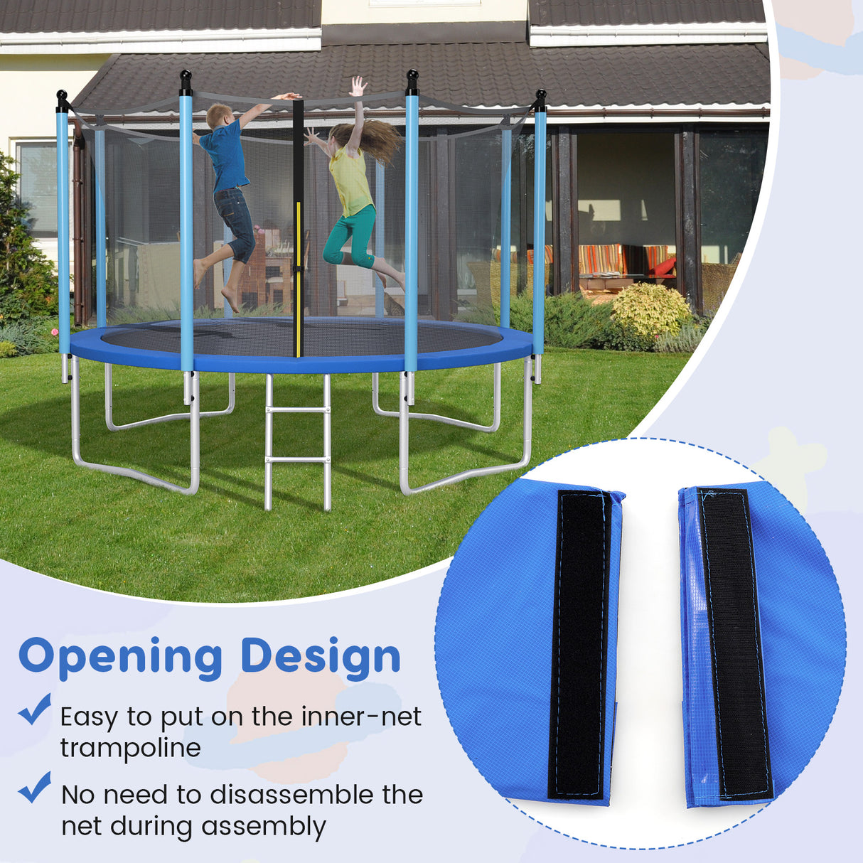 10 Feet Trampoline Pad Replacement Safety Pad with Fixing Straps (Blue)