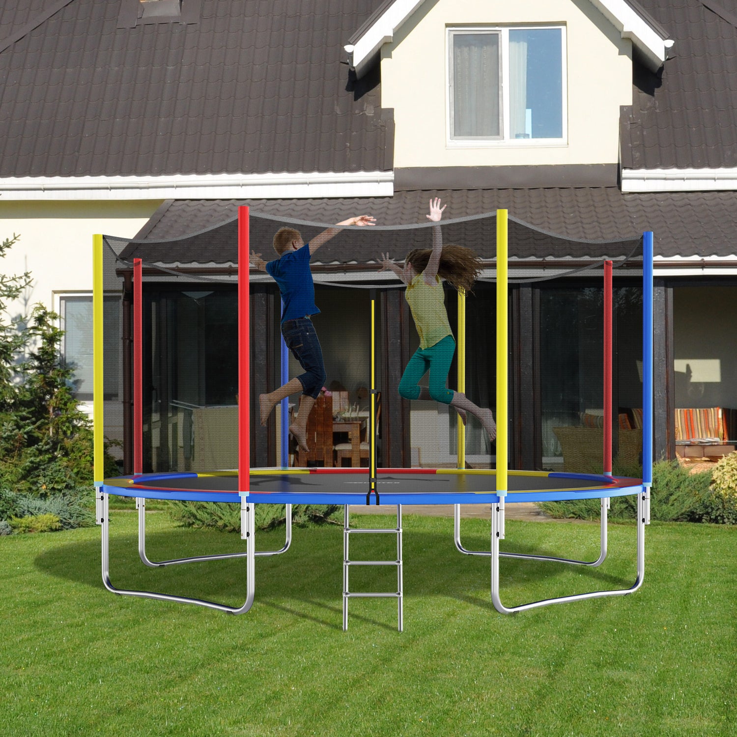 10 Feet Trampoline Pad Replacement Safety Pad with Fixing Straps (Multicolor)