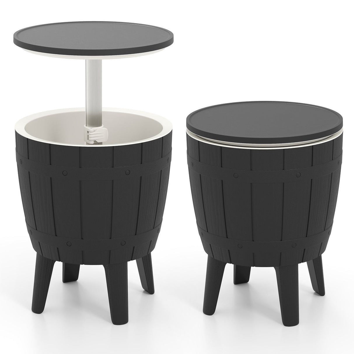 10 Gallon Cooler Bar Table Outdoor Coffee Table Ice Bucket with Telescopic Tabletop for Beer and Wine-Black by DirectDeals