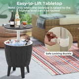 10 Gallon Cooler Bar Table Outdoor Coffee Table Ice Bucket with Telescopic Tabletop for Beer and Wine-Black