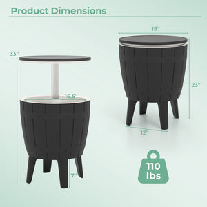 10 Gallon Cooler Bar Table Outdoor Coffee Table Ice Bucket with Telescopic Tabletop for Beer and Wine-Black by DirectDeals