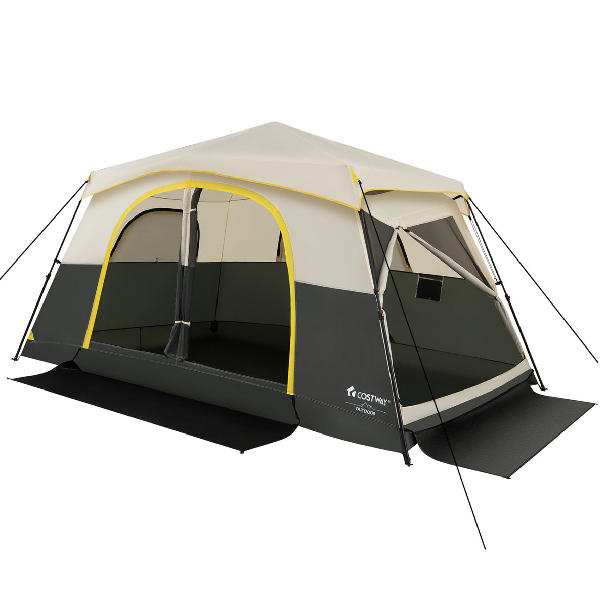 10 Person Instant Cabin Camping Tent with Rainfly 13 ft x 9 ft Portable Large Family Tent-Beige