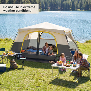 10 Person Instant Cabin Camping Tent with Rainfly 13 ft x 9 ft Portable Large Family Tent-Beige