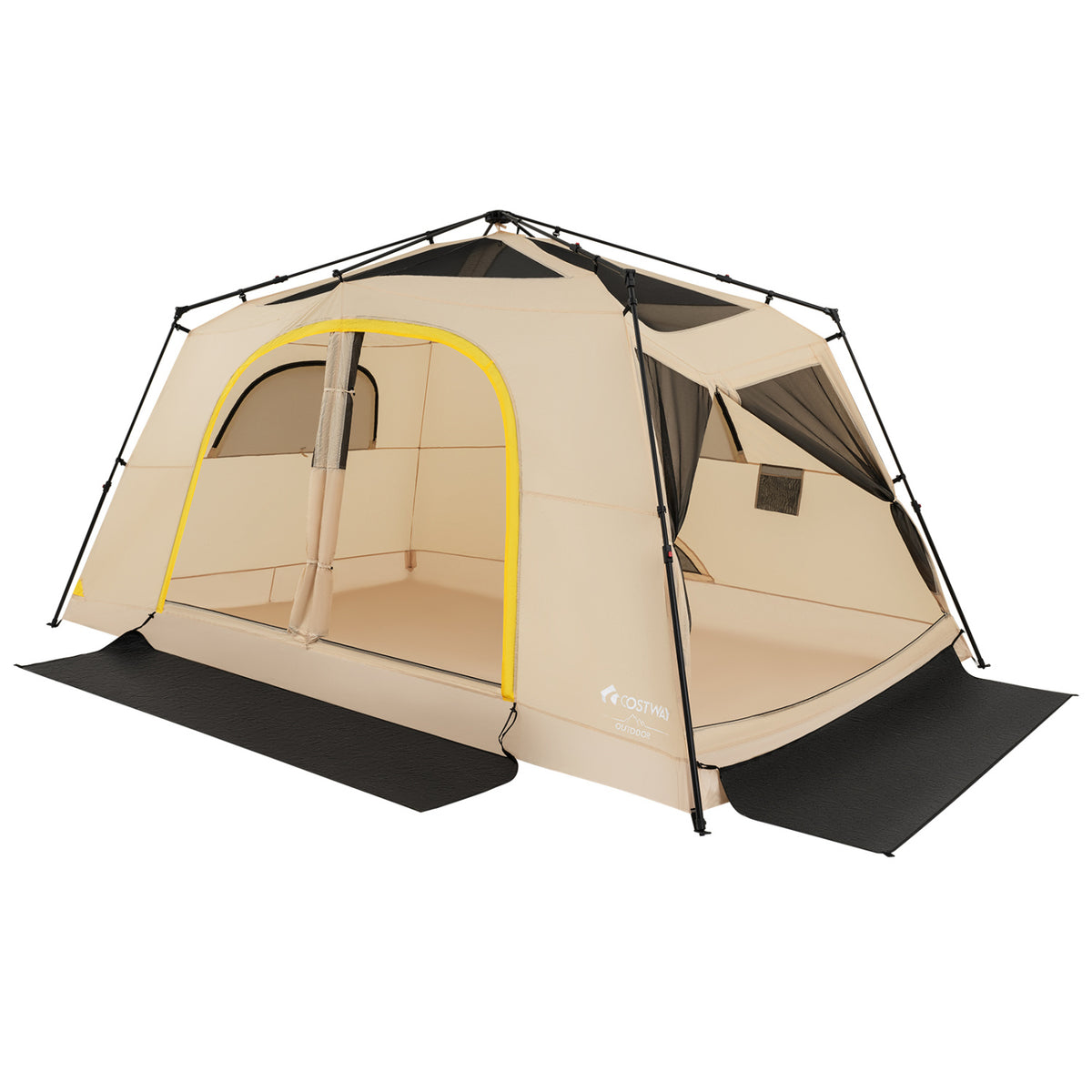 10 Person Instant Cabin Camping Tent with Rainfly 13 ft x 9 ft Portable Large Family Tent-Coffee