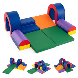10-Piece Foam Climbing Blocks Soft PU Leather Play Gym Lightweight Baby Climber Structures-Multicolor