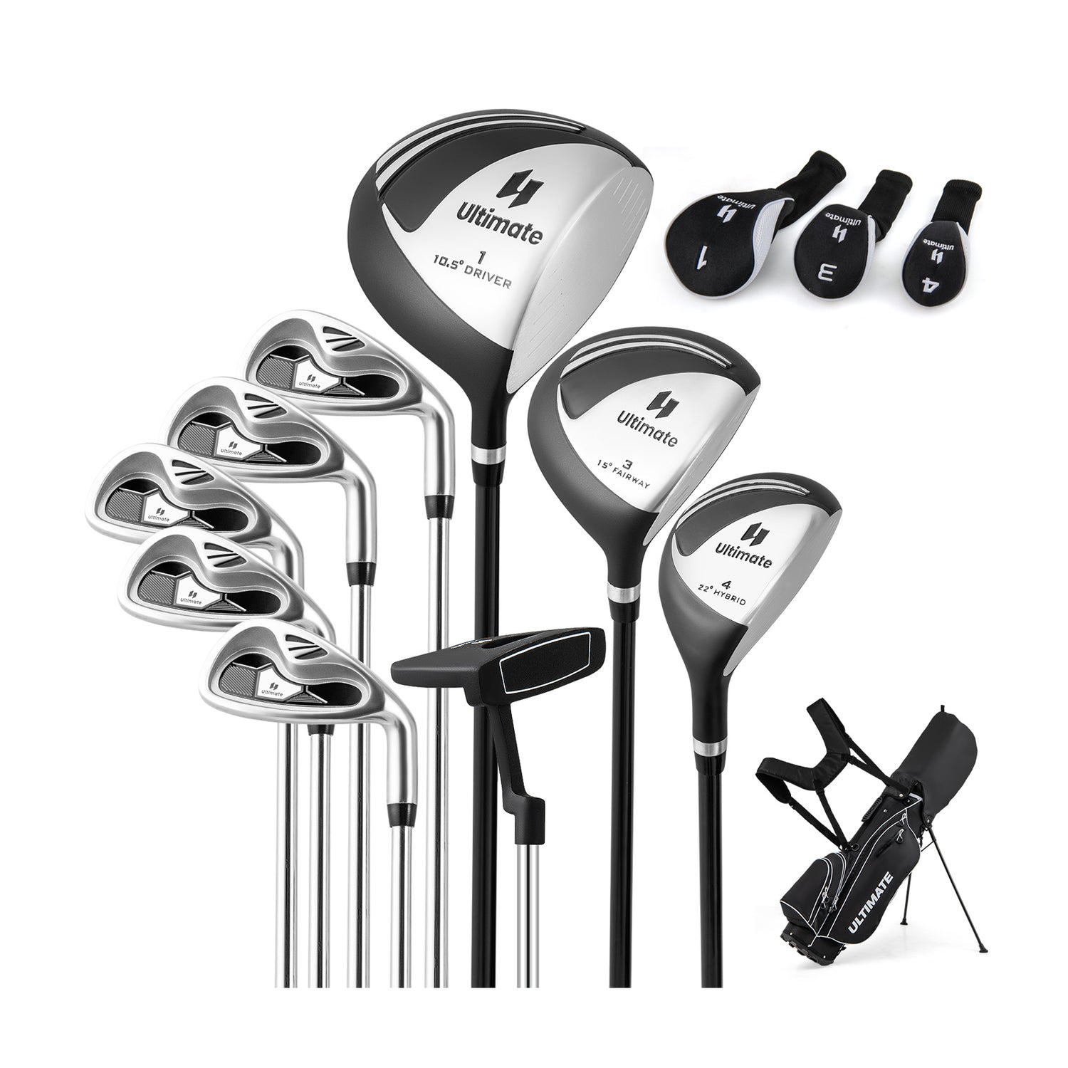 Men ™s Profile Complete Golf Club Package Set Includes 10 Pieces-Black