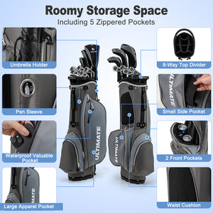 Menâ€™s Profile Complete Golf Club Package Set Includes 10 Pieces-Gray