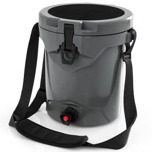 10 QT Drink Cooler Insulated Ice Chest with Spigot Flat Seat Lid and Adjustable Strap-Gray by DirectDeals