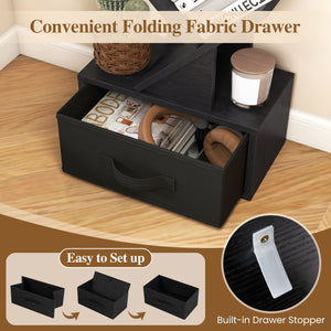 10-Tier Bookshelf with Drawer Free-standing Storage Bookcase-Black