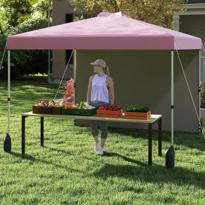 10 X 10 FT Pop up Canopy Tent with 1 Sidewall and Wheeled Bag-Pink by DirectDeals