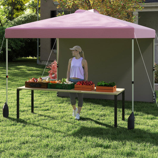 10 X 10 FT Pop up Canopy Tent with 1 Sidewall and Wheeled Bag-Pink