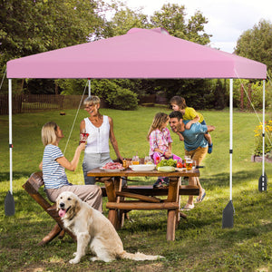 10 X 10 FT Pop up Canopy Tent with 1 Sidewall and Wheeled Bag-Pink