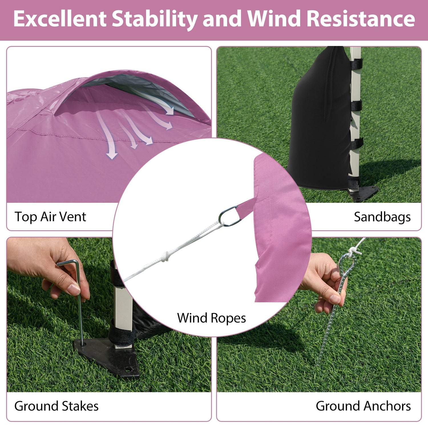 10 X 10 FT Pop up Canopy Tent with 1 Sidewall and Wheeled Bag-Pink by DirectDeals