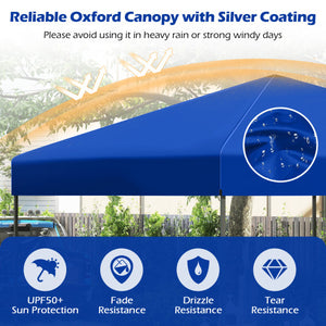 10 X 10 Feet Pop up Canopy Tent with Portable Carrying Bag and 8 Stakes-Blue