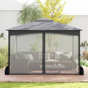 10 X 12 FT Patio Gazebo with Netting Walls with 4 Sandbags-Gray by DirectDeals