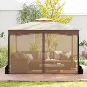 10 X 12 FT Patio Gazebo with Netting Walls with 4 Sandbags-Khaki