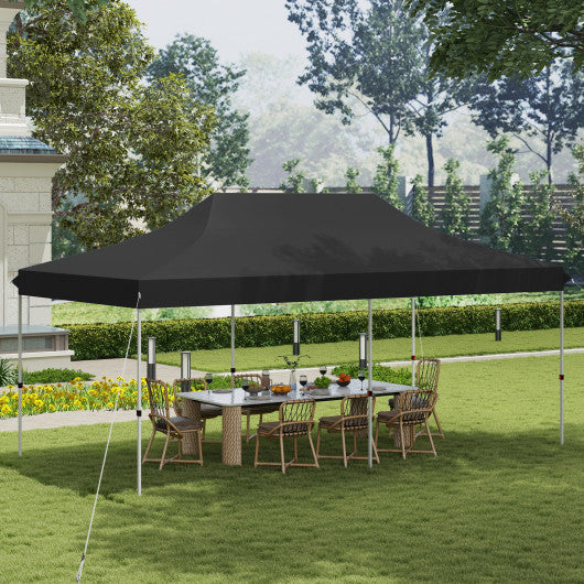 10 X 20 FT Pop up Canopy Tent Foldable Portable Outdoor Gazebo with Carry Bag-Black