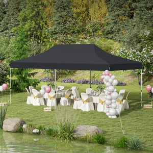 10 X 20 FT Pop up Canopy Tent Foldable Portable Outdoor Gazebo with Carry Bag-Black