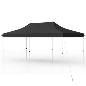 10 X 20 FT Pop up Canopy Tent Foldable Portable Outdoor Gazebo with Carry Bag-Black