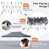 10 X 20 FT Pop up Canopy Tent Foldable Portable Outdoor Gazebo with Carry Bag-Gray