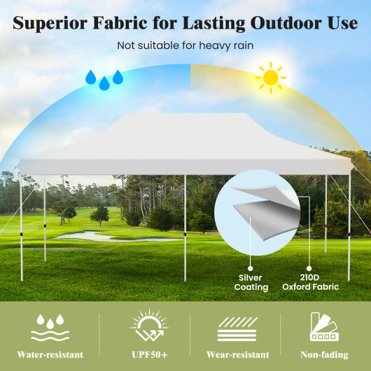 10 X 20 FT Pop up Canopy Tent Foldable Portable Outdoor Gazebo with Carry Bag-White