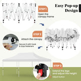 10 X 20 FT Pop up Canopy Tent Foldable Portable Outdoor Gazebo with Carry Bag-White