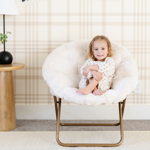 Saucer Chair Kids Chair with Faux Fur Cover
