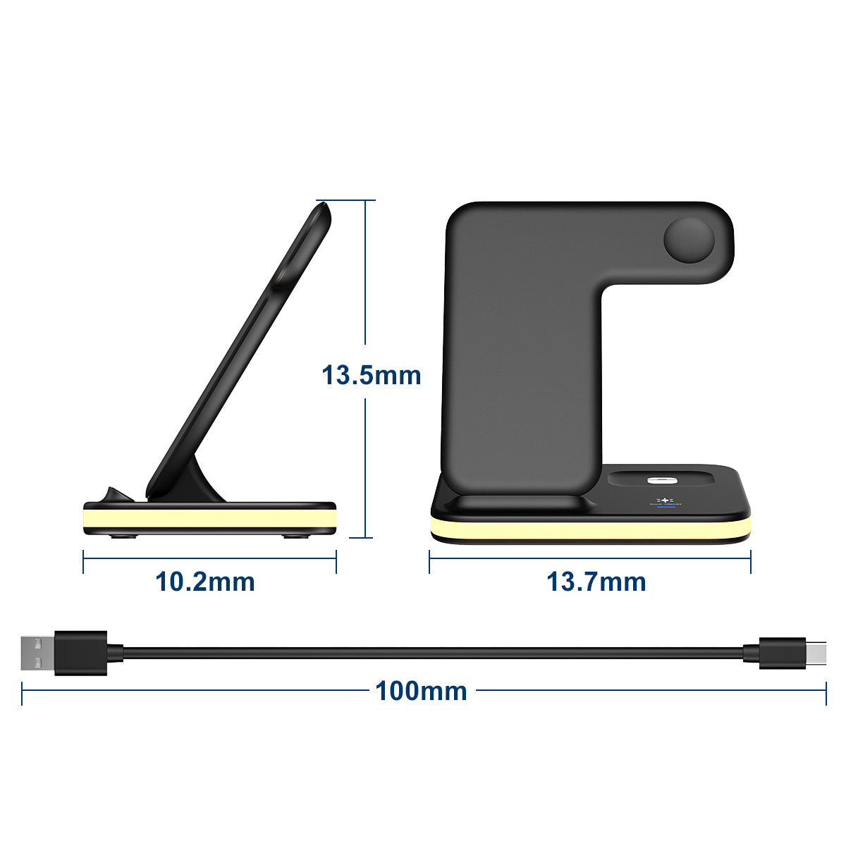 4-in-1 Wireless Charging Stand with Night Light by Infinite Basics