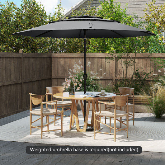 10 ft 3-tier Vented Patio Umbrella with Push Button Tilt-Black
